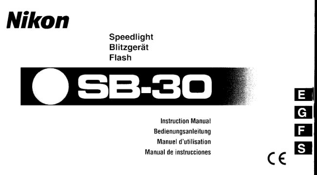 Nikon Speedlight SB-30 manual cover