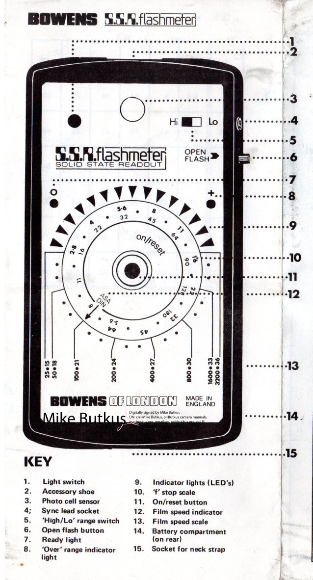 Bowens SSR Flashmeter manual cover
