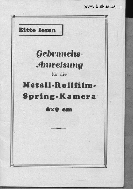 Metall Rollfilm Spring Kamera manual cover
