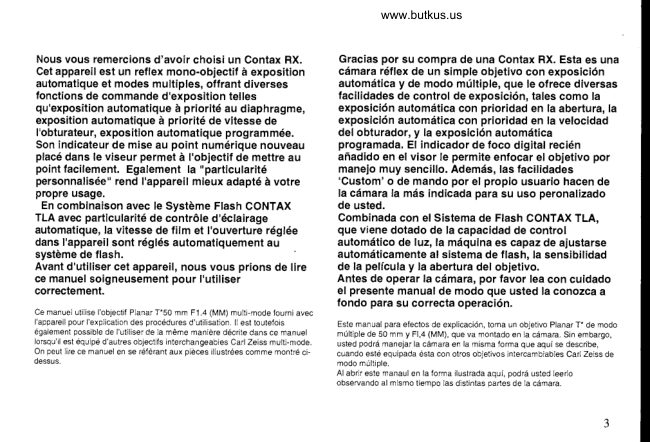 Contax Rx 01 manual cover