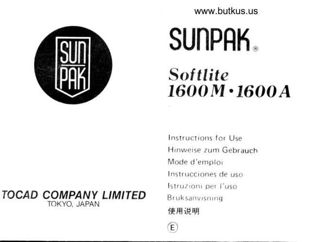 Sunpak Softlite 1600M 1600A manual cover