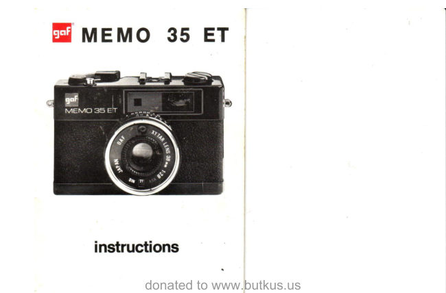 GAF MEMO 35 ET manual cover