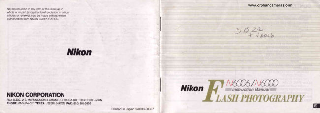 Nikon N6006 / N6000 manual cover