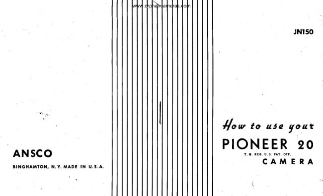 Ansco Pioneer 20 manual cover
