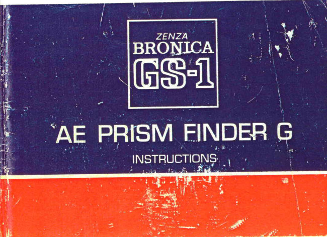 Bronica GS-1 Prism Finder manual cover