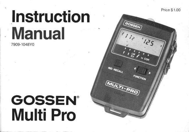 Gossen Multi Pro manual cover