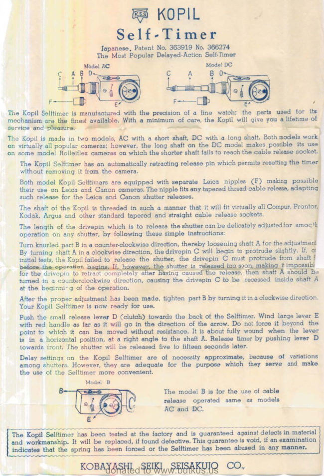 Kopil Self-Timer manual cover