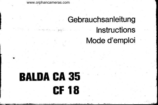 Balda CA 35 manual cover