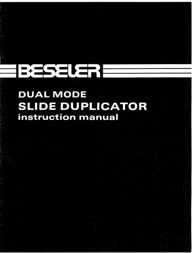 Beseler Dual Mode Slide Duplicator manual cover