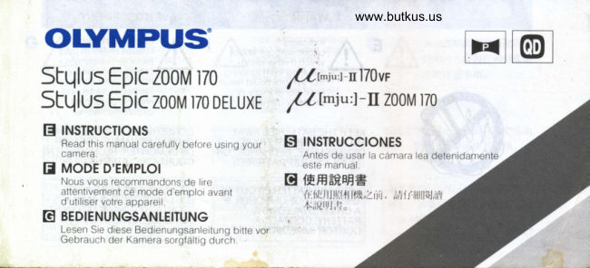 Olympus Stylus Epic Zoom 170 manual cover