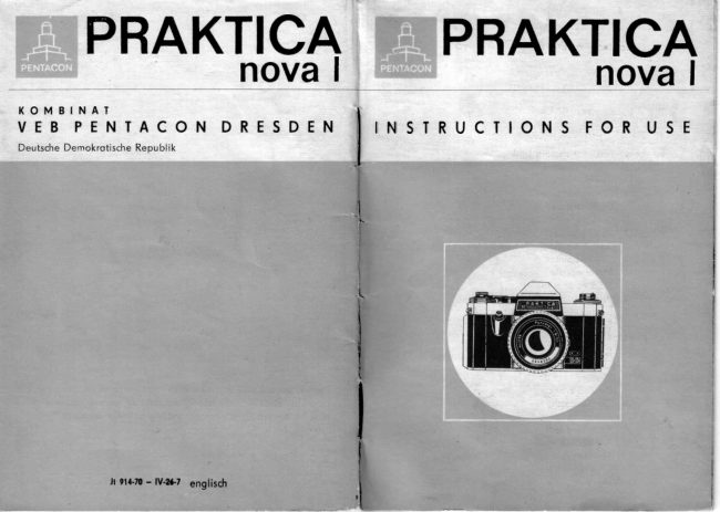 Praktica Nova I manual cover