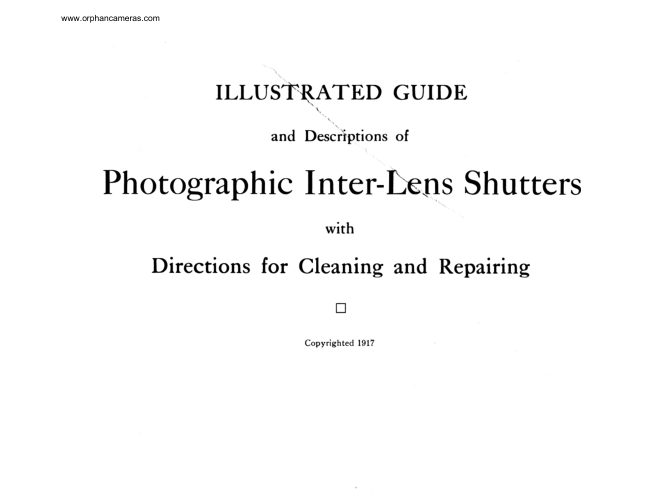 Photographic Inter-Lens Shutters — part 1 manual cover