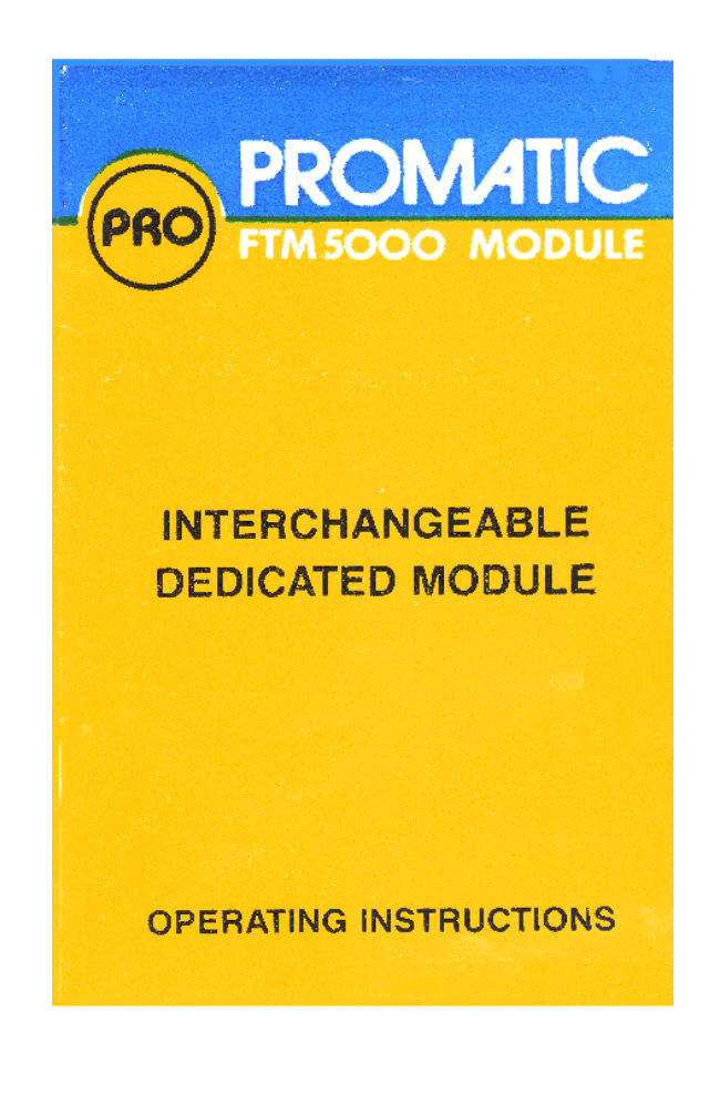 Promatic FTM5000 Canon flash adaptor manual cover