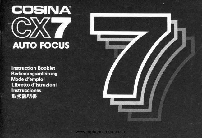 Cosina CX7 manual cover