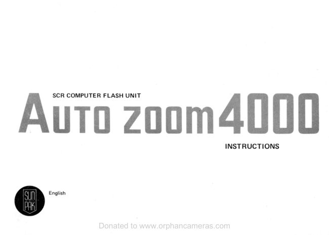 Sunpak Auto Zoom 4000 instructions manual cover