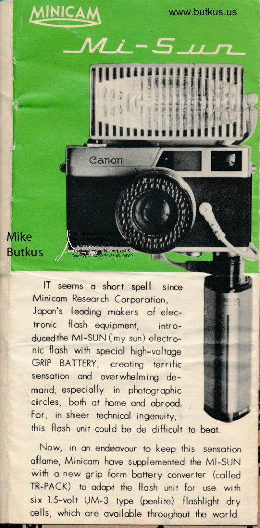 Minicam Mi-Sun manual cover