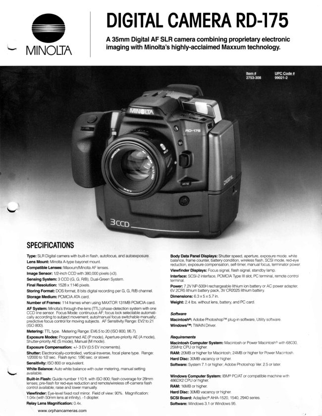 Minolta RD-175 manual cover