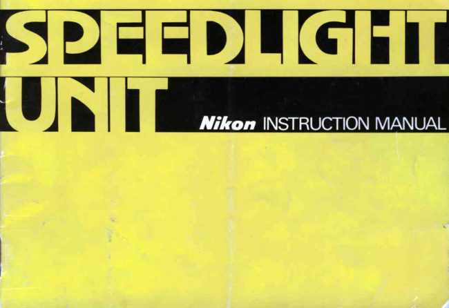 Nikon Speedlight Unit manual cover