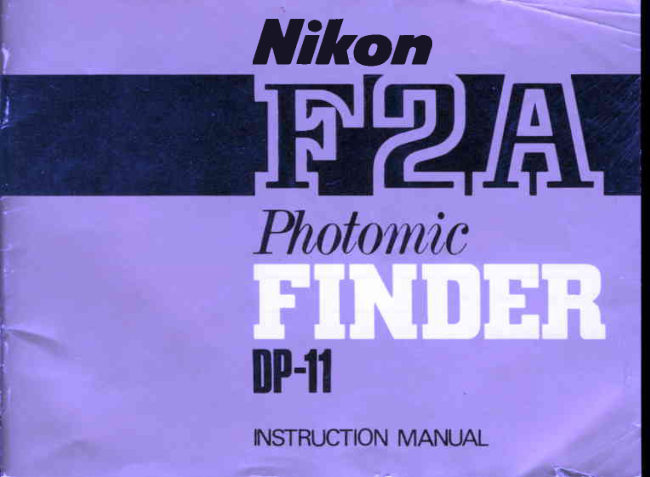 Nikon F2A Photomic Finder DP-11 BOOKLET manual cover