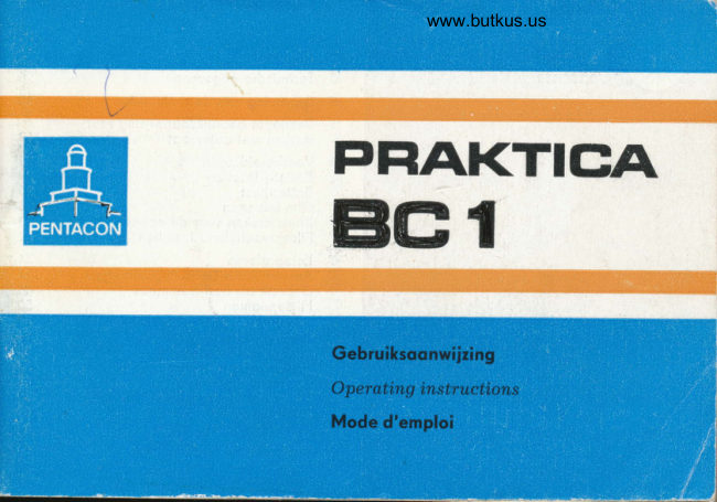 Praktica BC1 - single page scan - Praktica BC 1 Gebruiksaanwijzing Praktica BC 1 manual cover