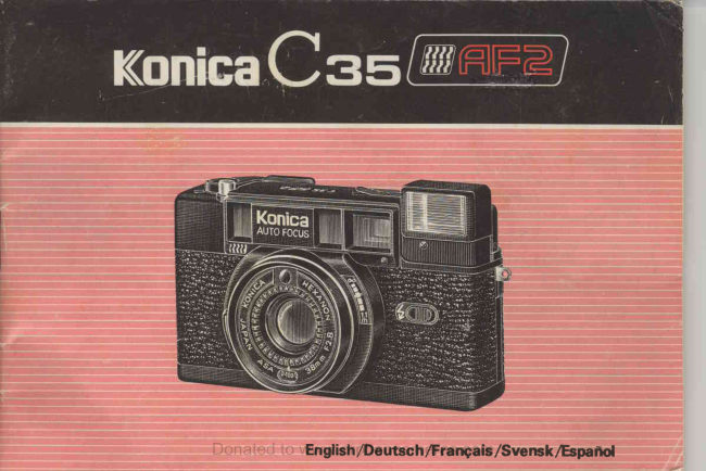 Konica C35 AF2 manual cover