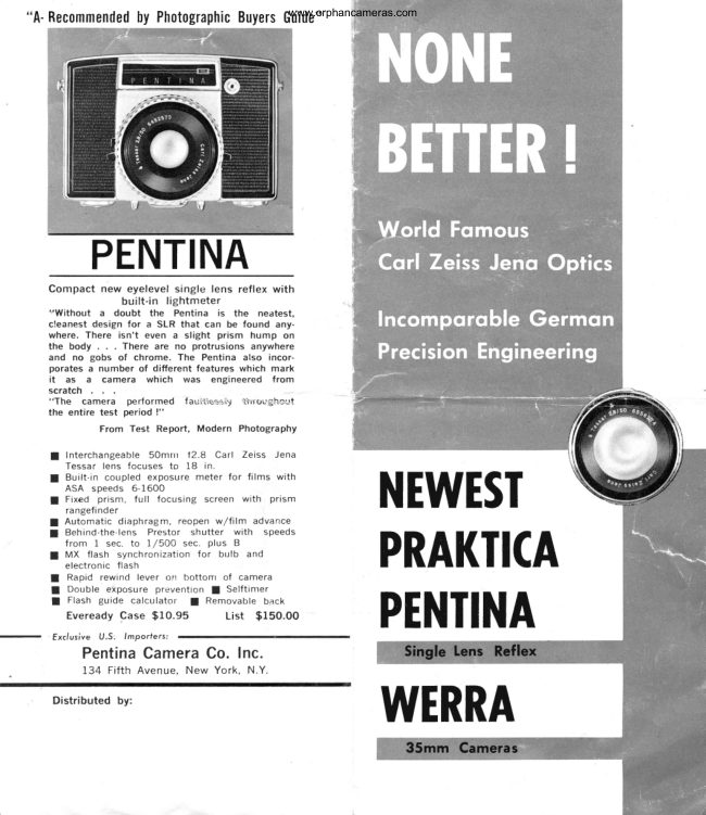 Praktica Pentina manual cover