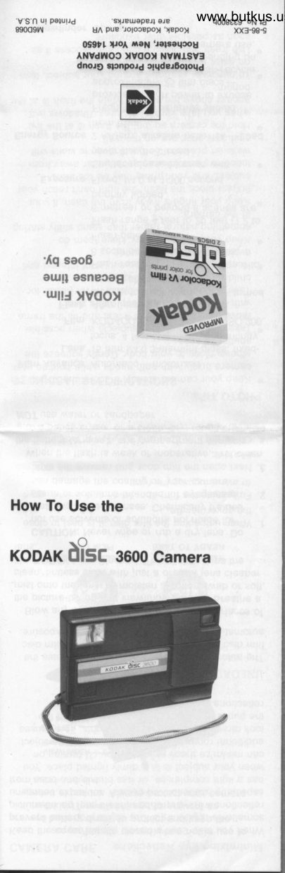 Kodak disk 3600 manual cover
