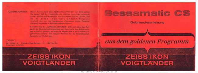 Voigtlander Bessamatic CS manual cover