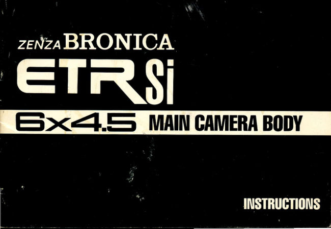 Bronica Bronca ERTSI manual cover