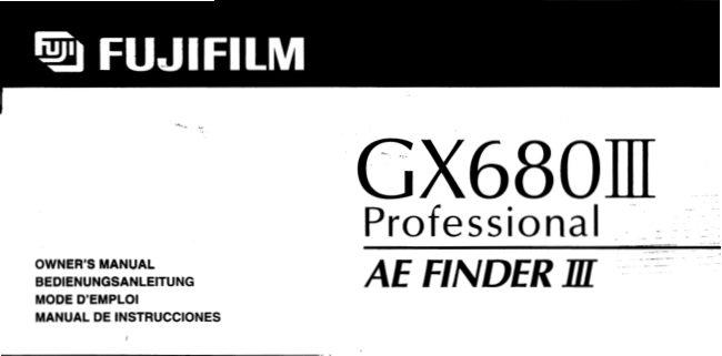 Fujifilm GX680III Finder manual cover