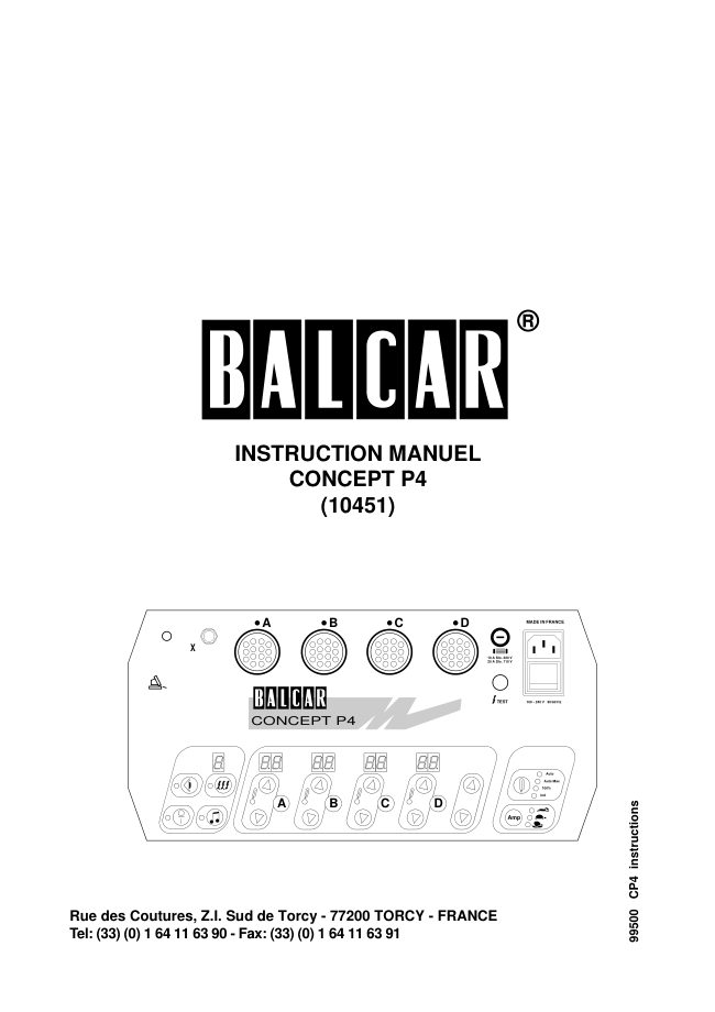 Balcar CONCEPT P4 manual cover