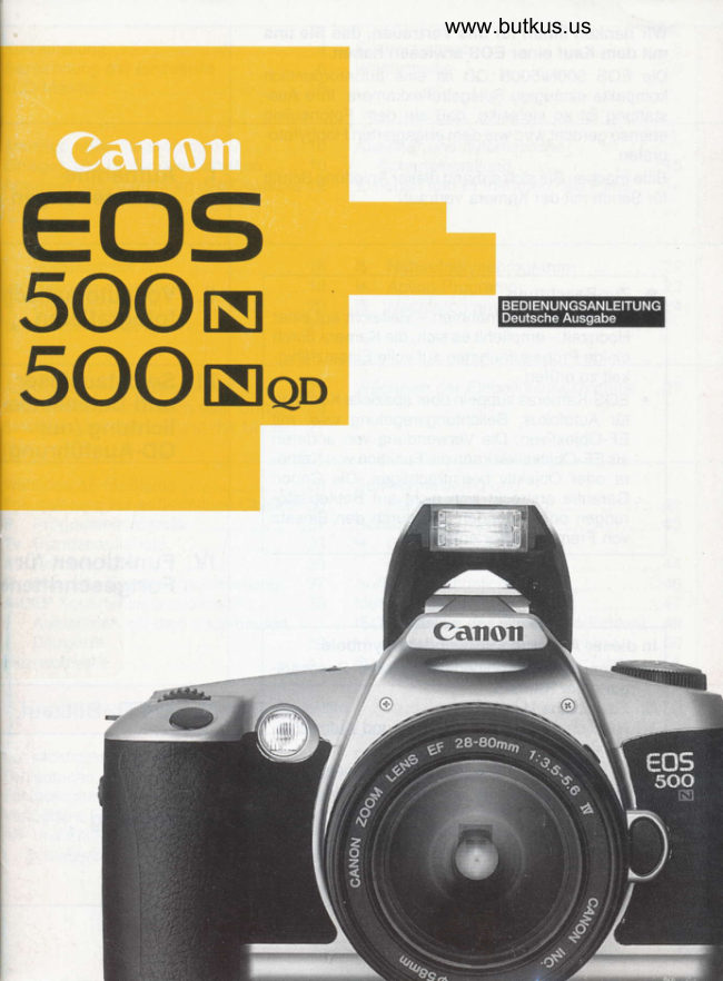 Canon EOS 500n manual cover