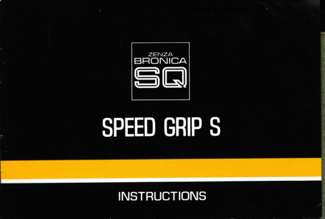 Bronica SQ Speed Grip S manual cover
