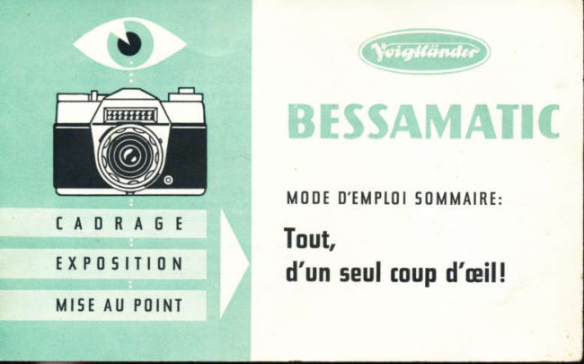 Voigtlander Bessamatic instructions rapides manual cover