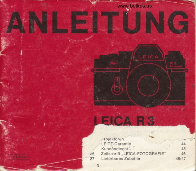 LEICA R3 ANLEITUNG manual cover