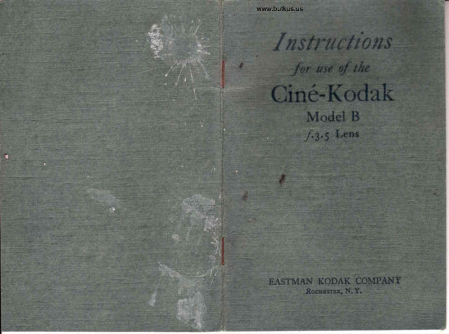 Kodak Cine Model B manual cover