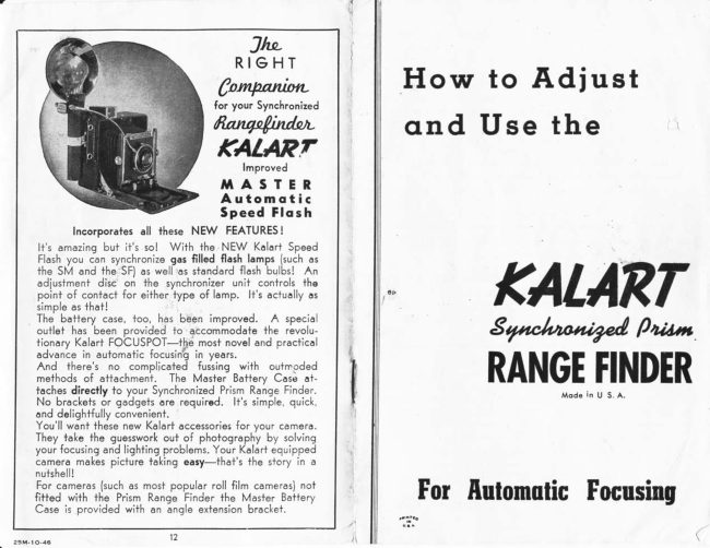 Kalart rangefinder manual cover
