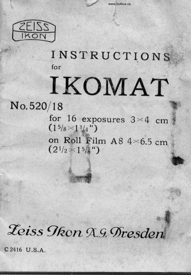 Zeiss Ikon Ikomat 520/19 manual cover