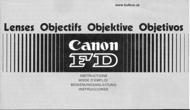Canon Fd Lenses manual cover