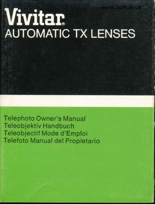 Vivitar Automatic TX lenses / 200mm TX lens manual cover