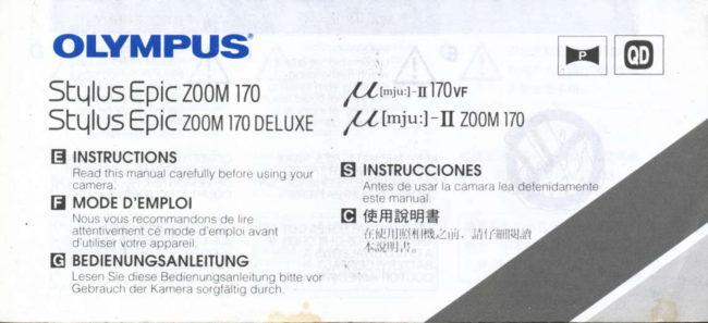 Olympus Stylus Epic Zoom 170 manual cover