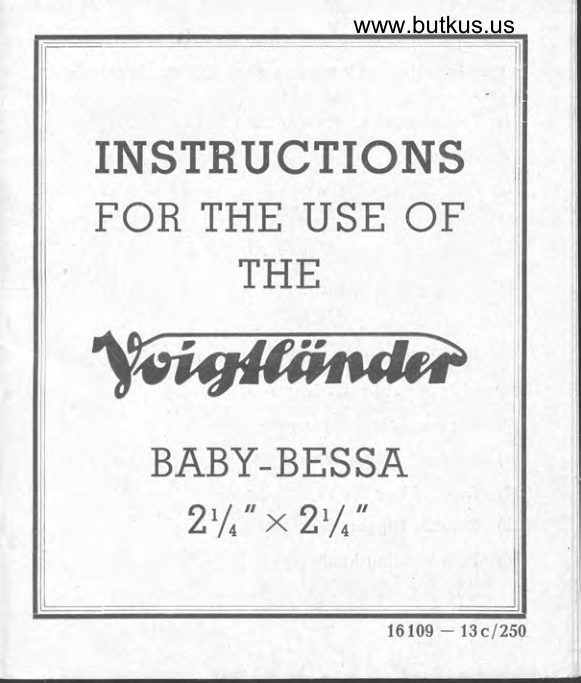 Voigtlander Baby Bessa 2 1/4 x 2 1/4 manual cover