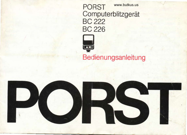 Porst BC 222 / BC 226 manual cover