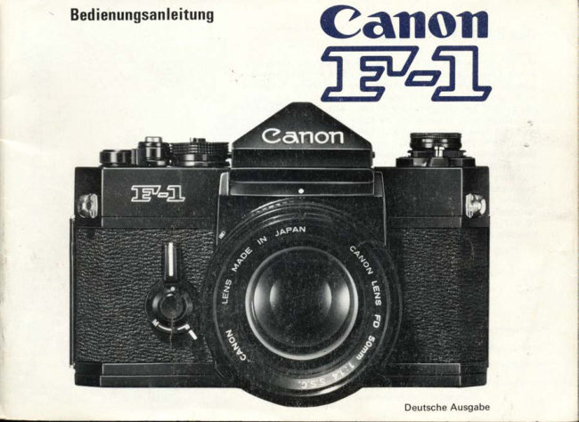 Canon F-1 Pt-1 manual cover