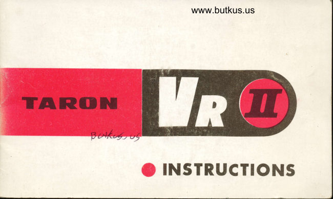 Taron VR II manual cover