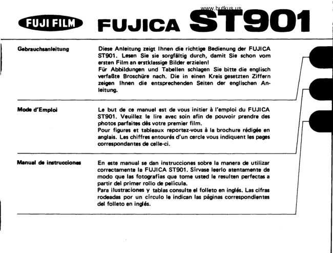 Fujica ST901 manual cover