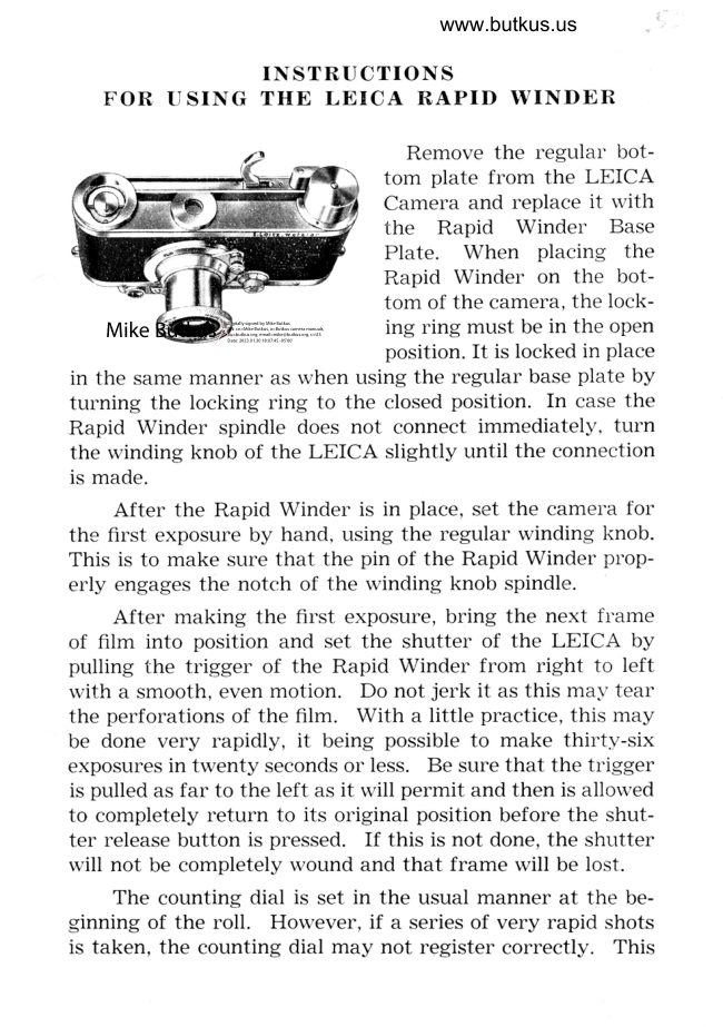 Leica Rapid Winder manual cover