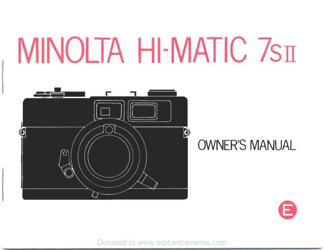 Minolta Hi-Matic 7s manual cover