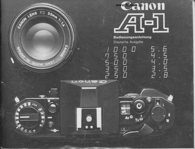 Canon A-1 manual cover