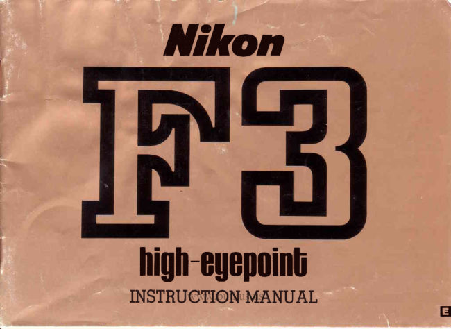 NIKON F3 HIGH EYEPOINT SINGLE FILE manual cover